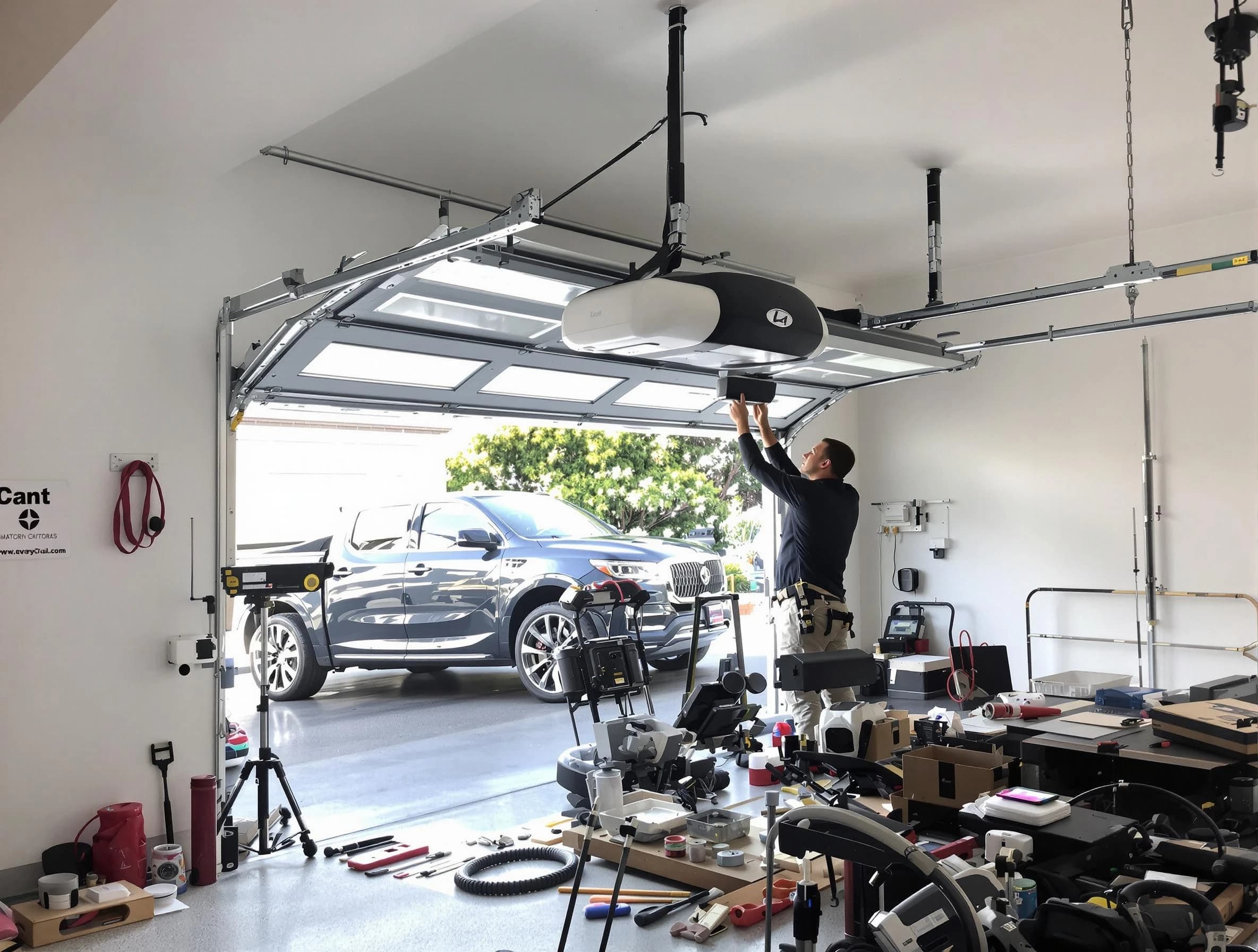 Four Square Mile Garage Door Repair specialist installing smart garage door opener system in Four Square Mile home