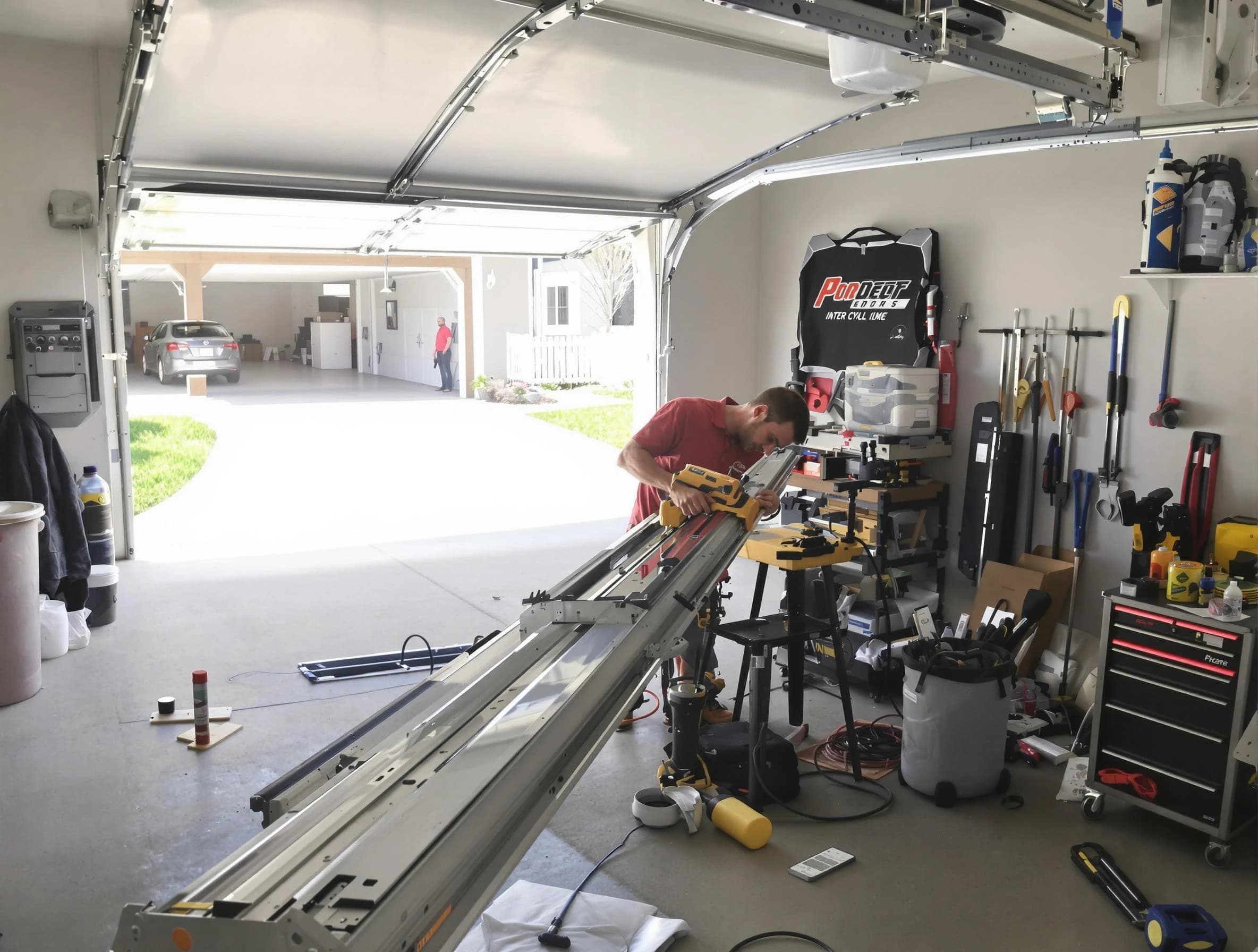 Four Square Mile Garage Door Repair expert performing track repair in Four Square Mile