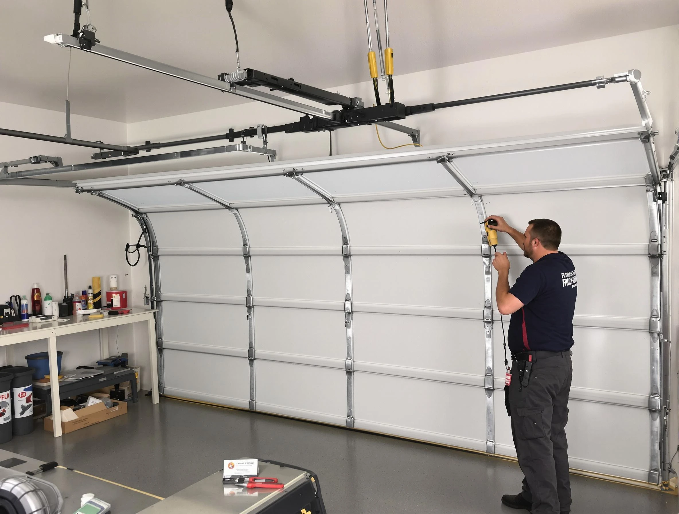 Four Square Mile Garage Door Repair certified technician performing overhead door system repair in Four Square Mile